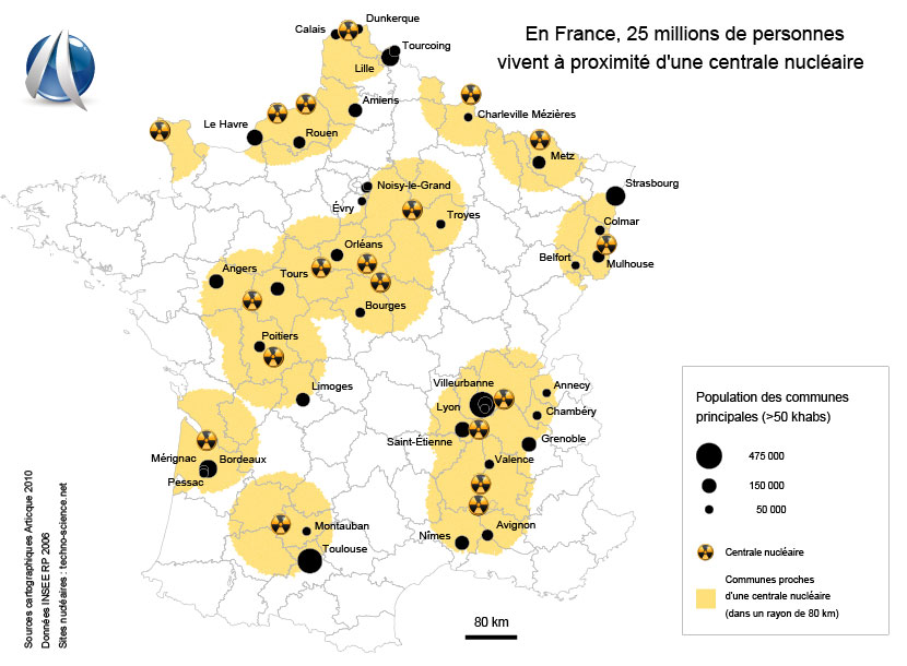 Carte des sites nucléaires en France | Articque