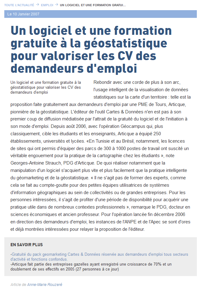 Un logiciel et une formation gratuite à la géostatistique pour valoriser les CV des demandeurs d'emploi - Le Monde Informatique 2014-02-19 14-02-30