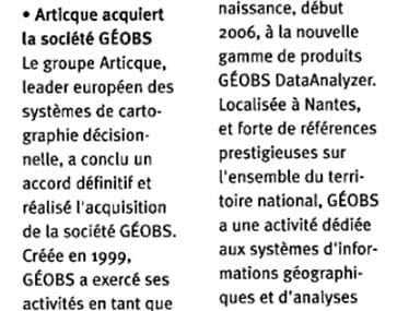 Article Geobs dans L'Innovation La Lettre