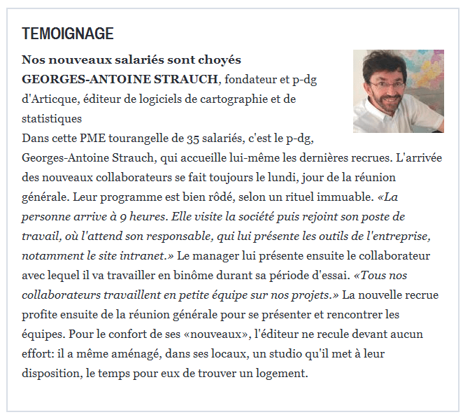 Accueillir un nouveau collaborateur par Georges-Antoine Strauch Pdg d'Articque