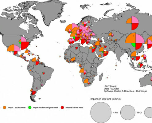Carte des importations mondiales de viandes bovines