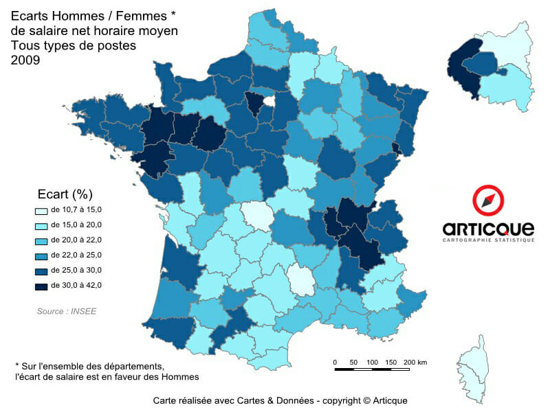 salaire net horaire : les disparites hommes-femmes tout type de poste