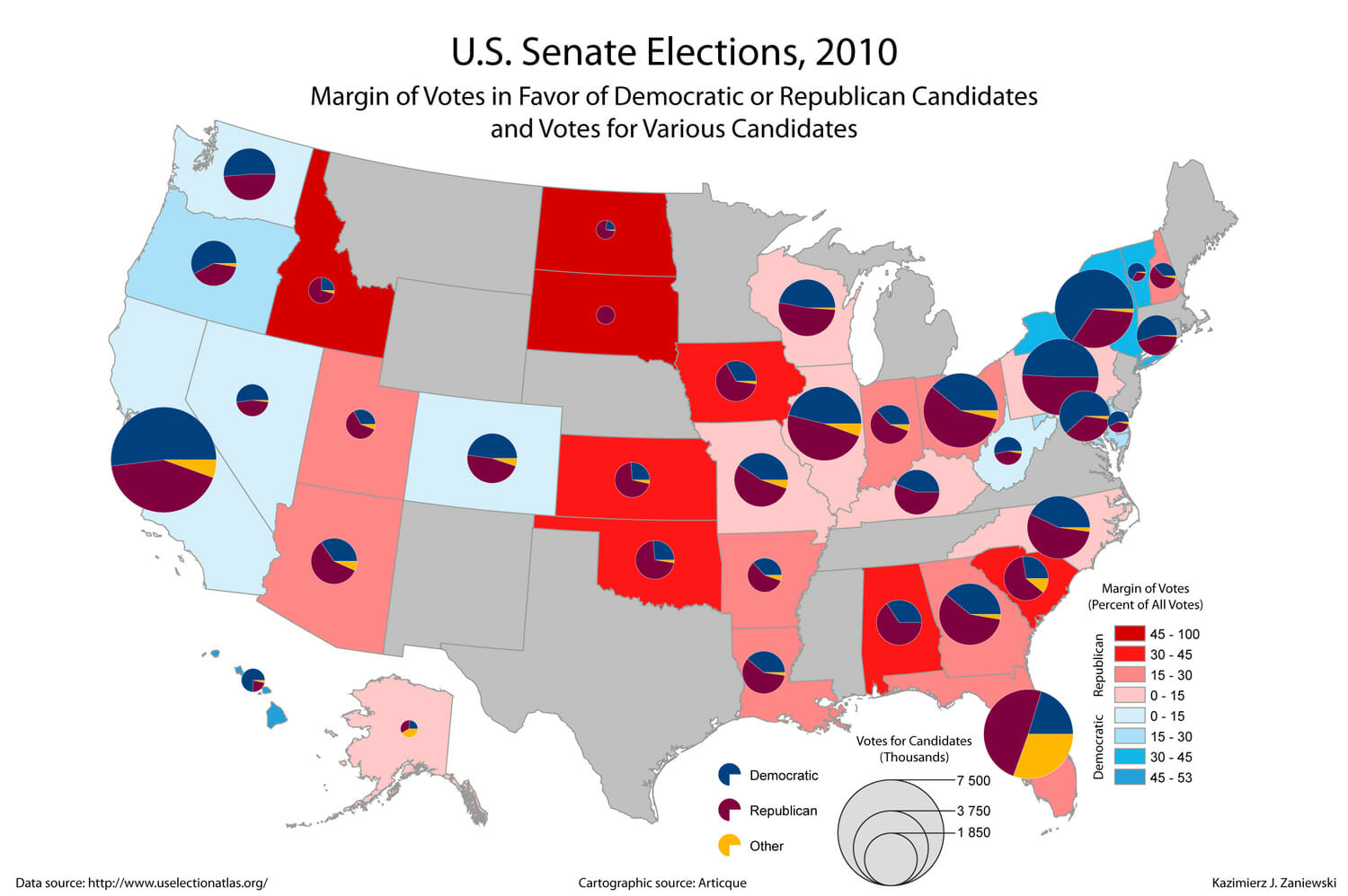 USA Senate 2010 state results