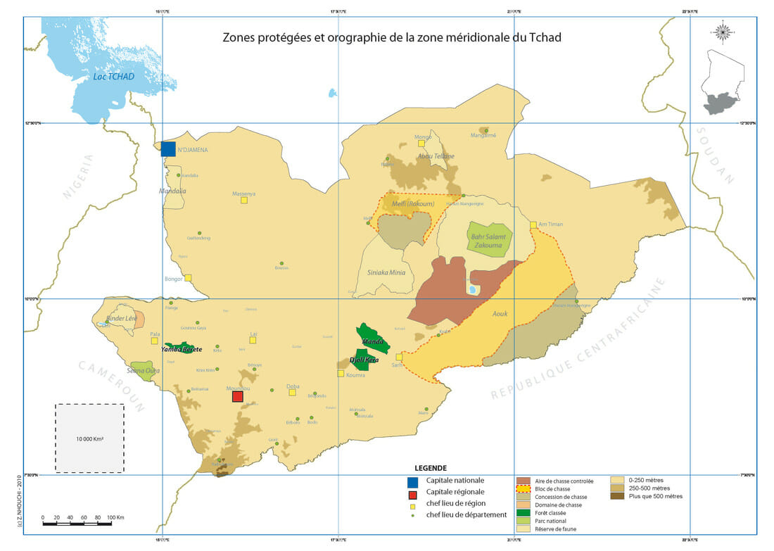 carte tchad parcs et relief