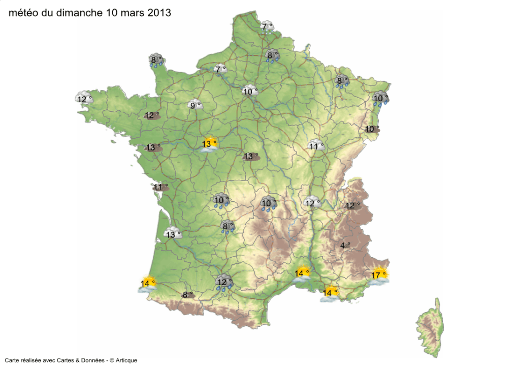 Carte meteorologique du dimanche 10 mars 2013