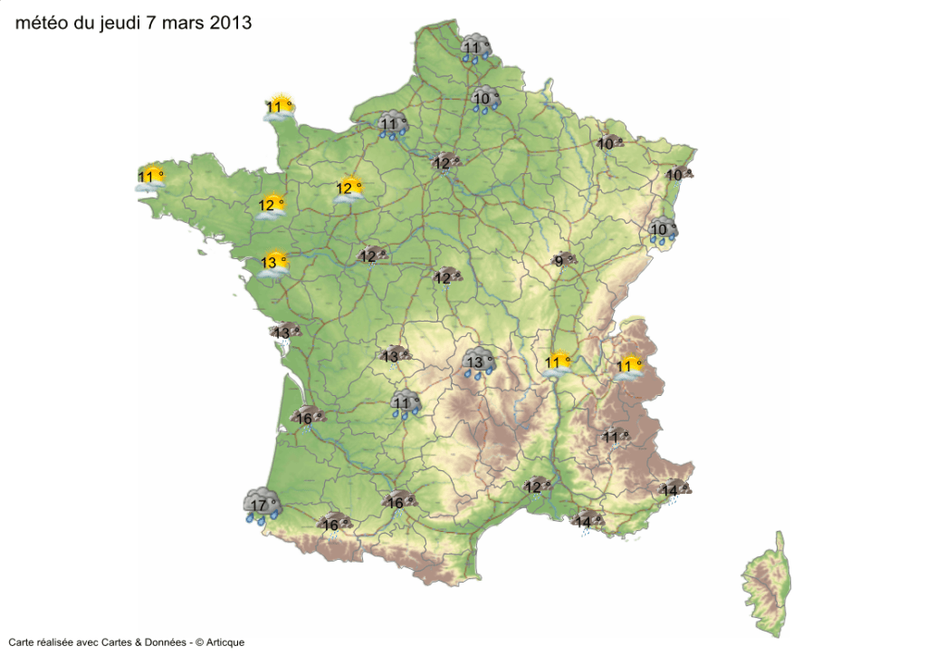 Carte meteorologique du jeudi 7 mars 2013