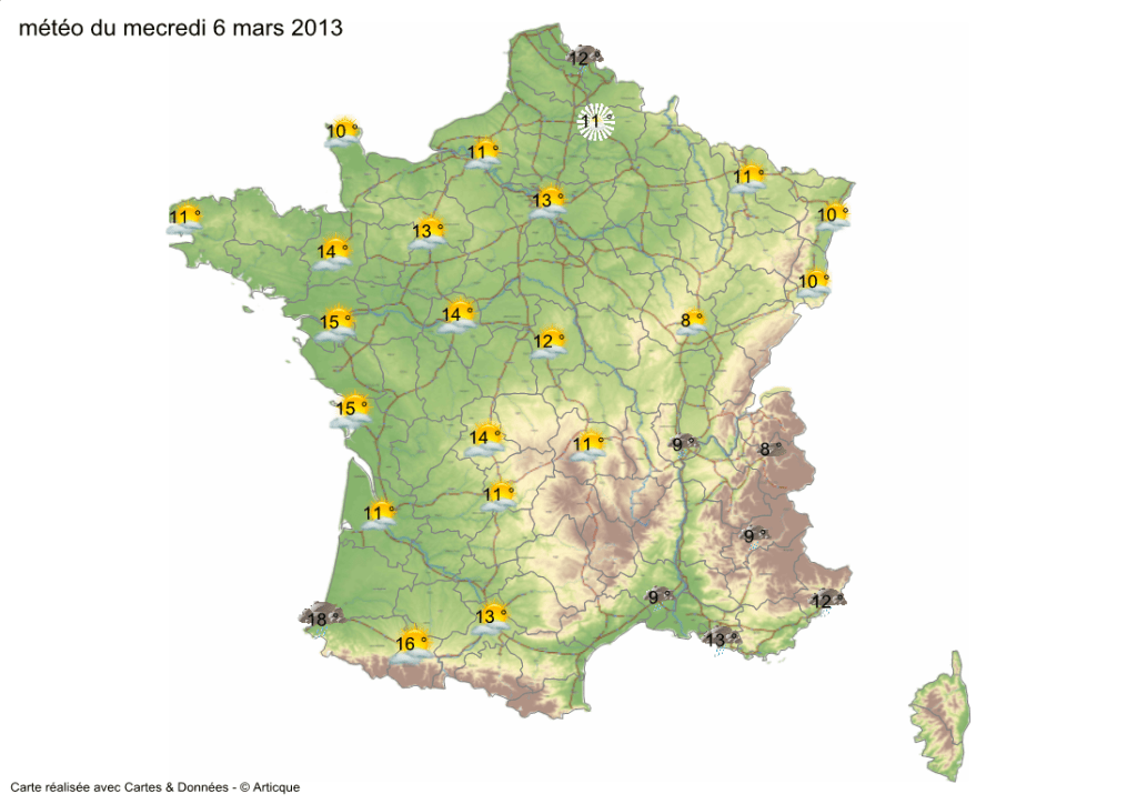 Carte meteorologique du mercredi 6 mars 2013