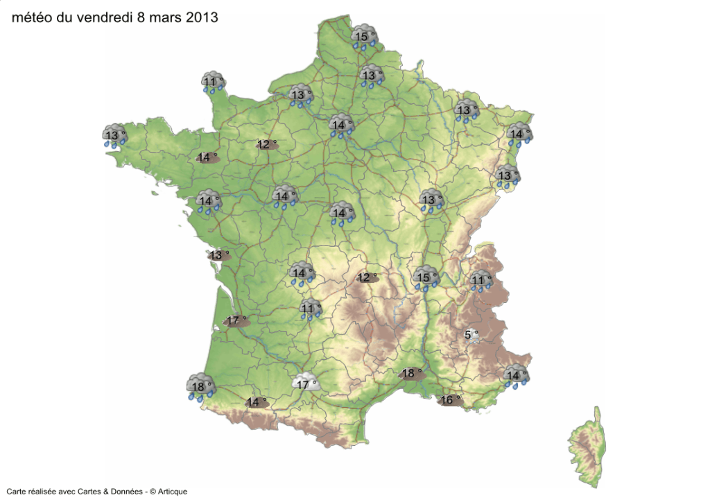 Carte meteorologique du vendredi 8 mars 2013