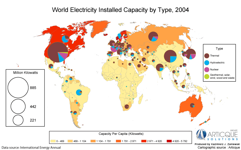 Capacité des installations électrique dans le monde