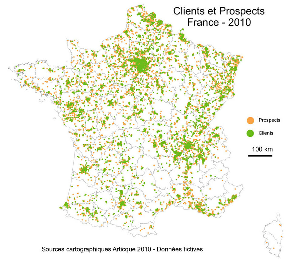 Répartition géographie de clients/prospects avec le module Géocodage