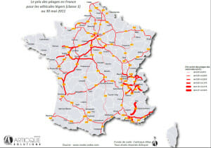 carte de la hausse des tarifs du peage sur les autoroutes en france