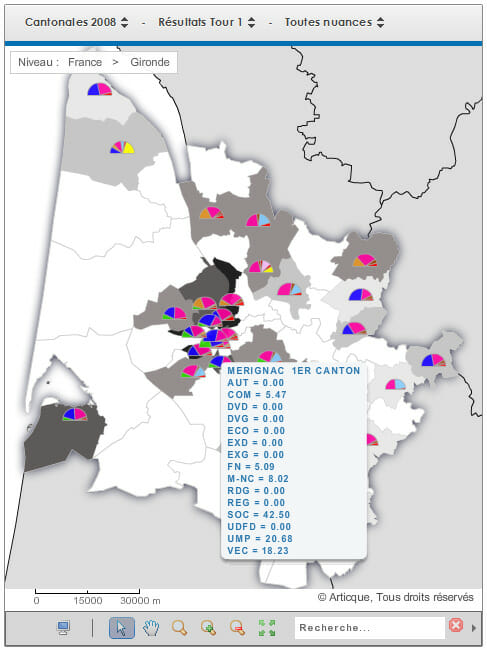 Carte politique des elections cantonales en 2008