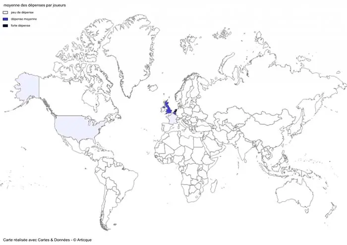 Cartographie des dépenses mondiales par joueur