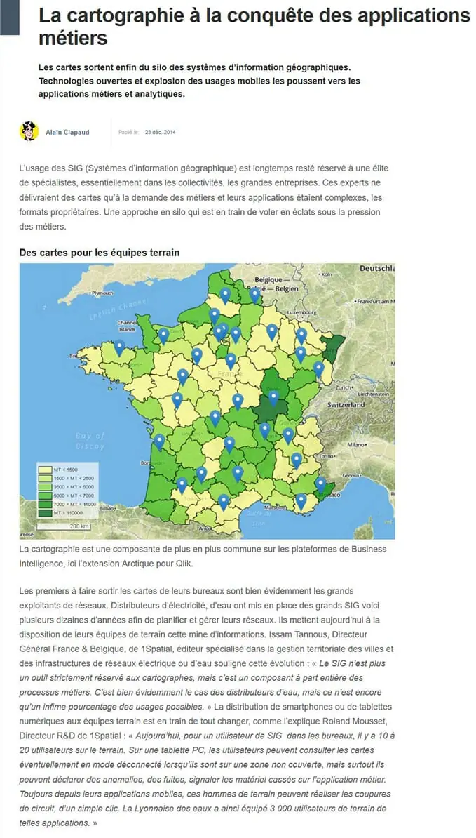 La cartographie à la conquête des applications métiers