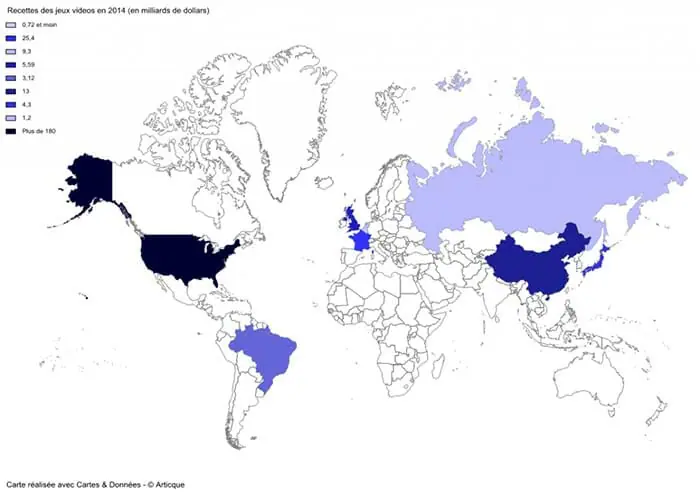 Carte des recettes des jeux vidéos en 2014