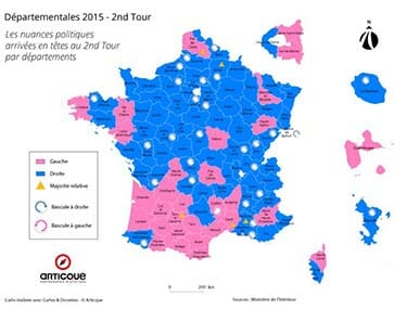 Départementales 2015 : les cartes du second tour