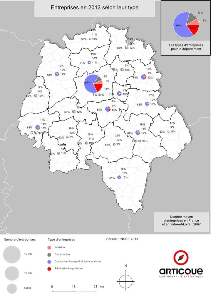 Entreprises en Indre-et-Loire selon leur type