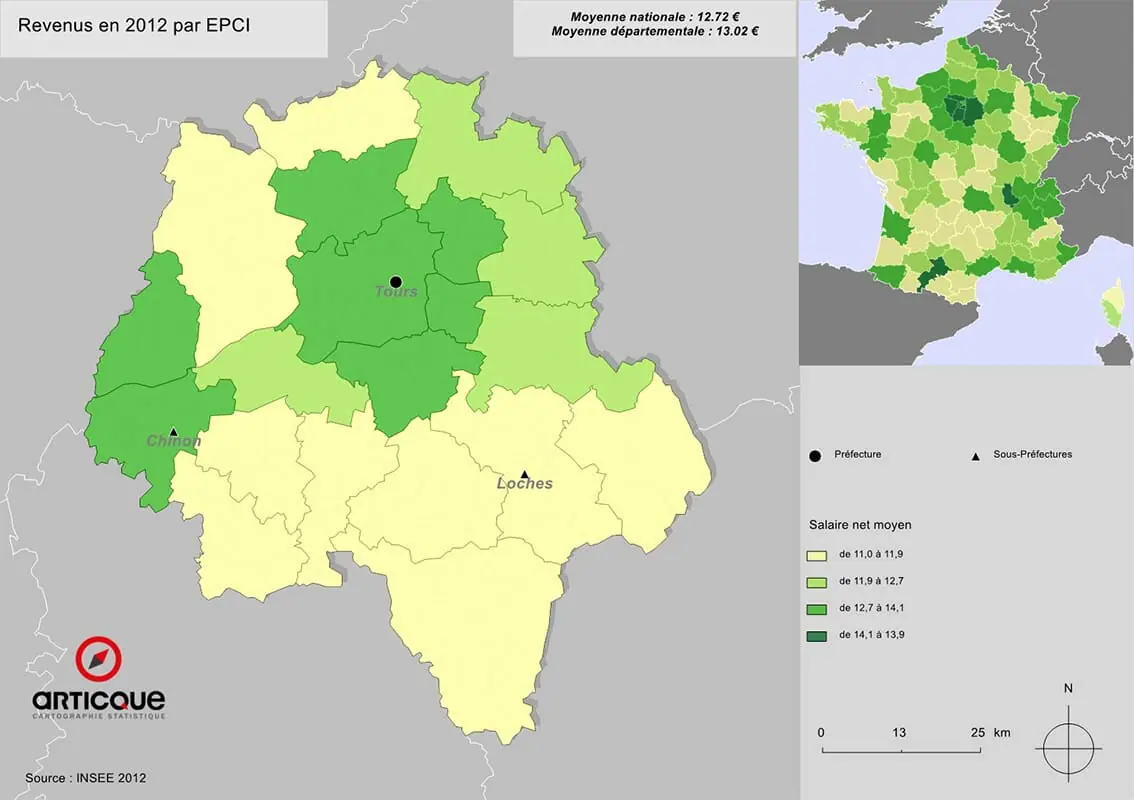 Revenus en 2012 par EPCI