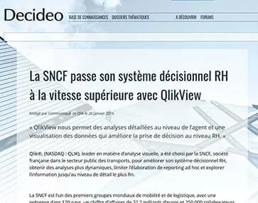 La SNCF a choisi QlikView et Articque MAP
