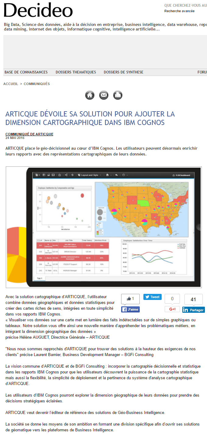 Articque Connecteur IBM Cognos Decideo.fr