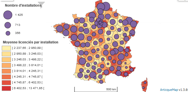 Nombre d'installations de football en France