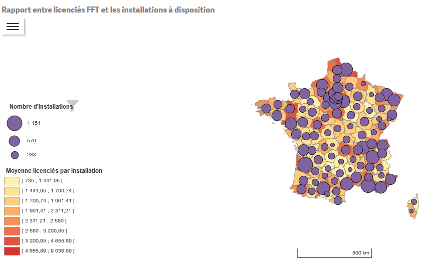 Proportion licenciées FFT et installations