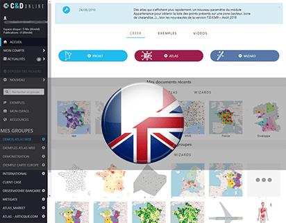 Version anglaise de Cartes & Données Online et Articque Platform