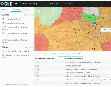 Sélections et filtrage Atlas Web