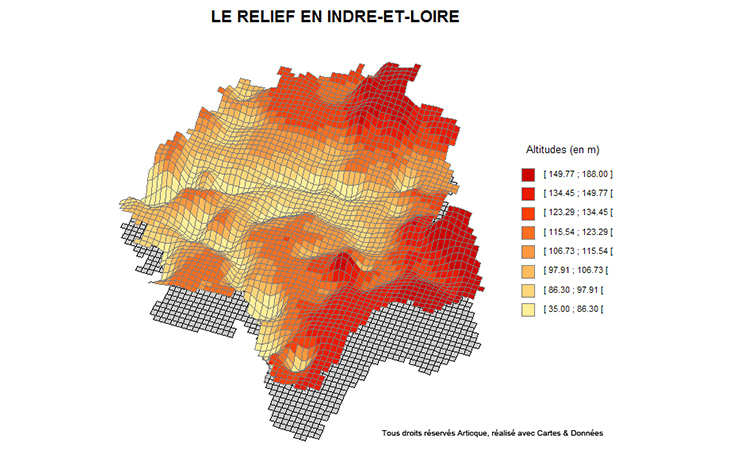 Carte topographique du département de l'Indre-et-Loire