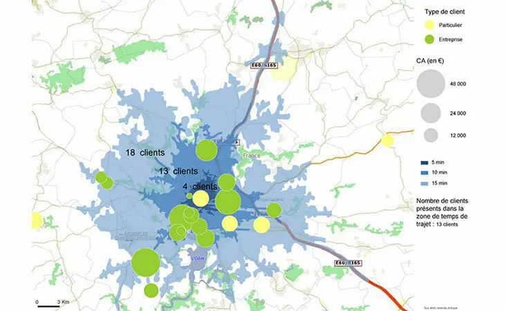 Exemple de geomarketing localisé dans le Finistère