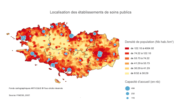 Cartographie statistique des établissements de soins publics