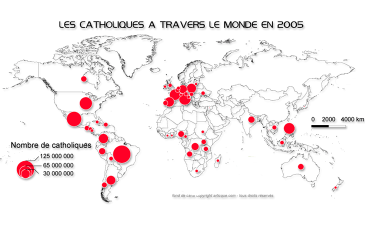 Cartographie statistique de la présence des catholiques dans le monde
