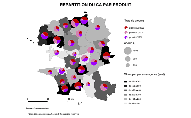 Répartition géographique du chiffre d'affaire par produit