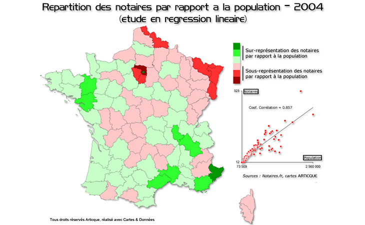 Cartographie de la présence des notaires sur le territoire francais