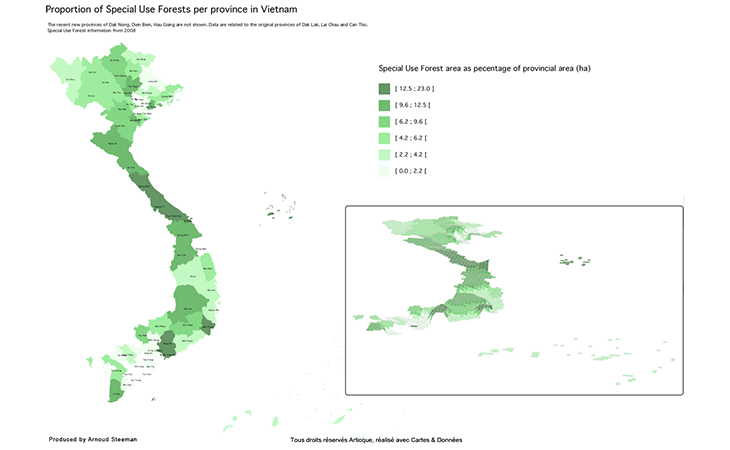 Répartition de l'exploitation forestière au Vietnam par région