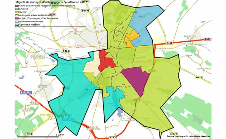 Carte socio-professionnelle des personnes de références des ménages