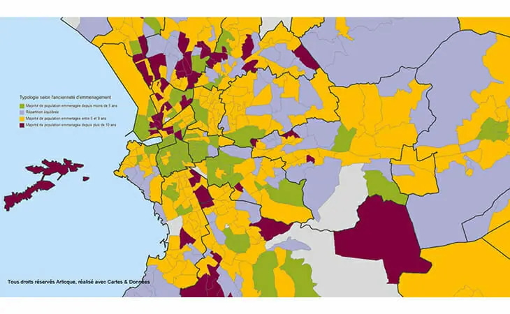 Cartographie de l'ancienneté d'emménagement à Marseille