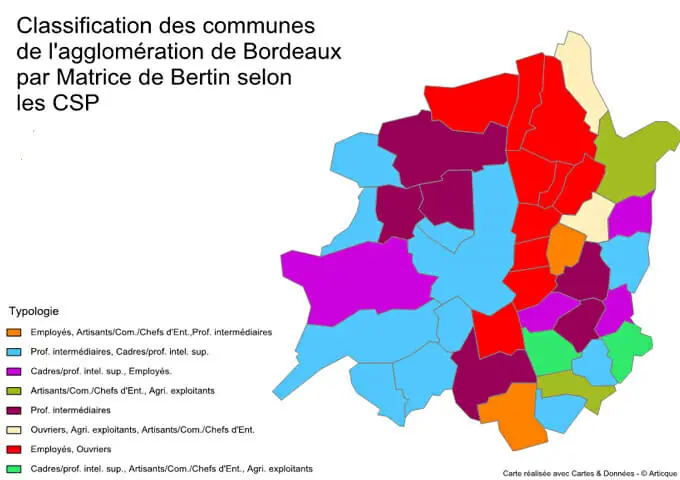 Classification de communes selon la matrice de Bertin