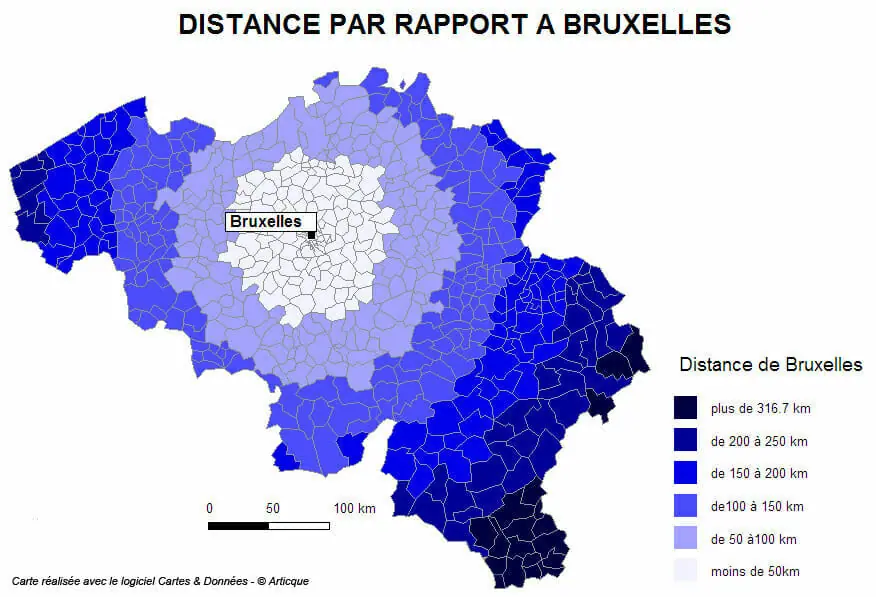 Illustration du module Distance minimum dans Cartes & Données