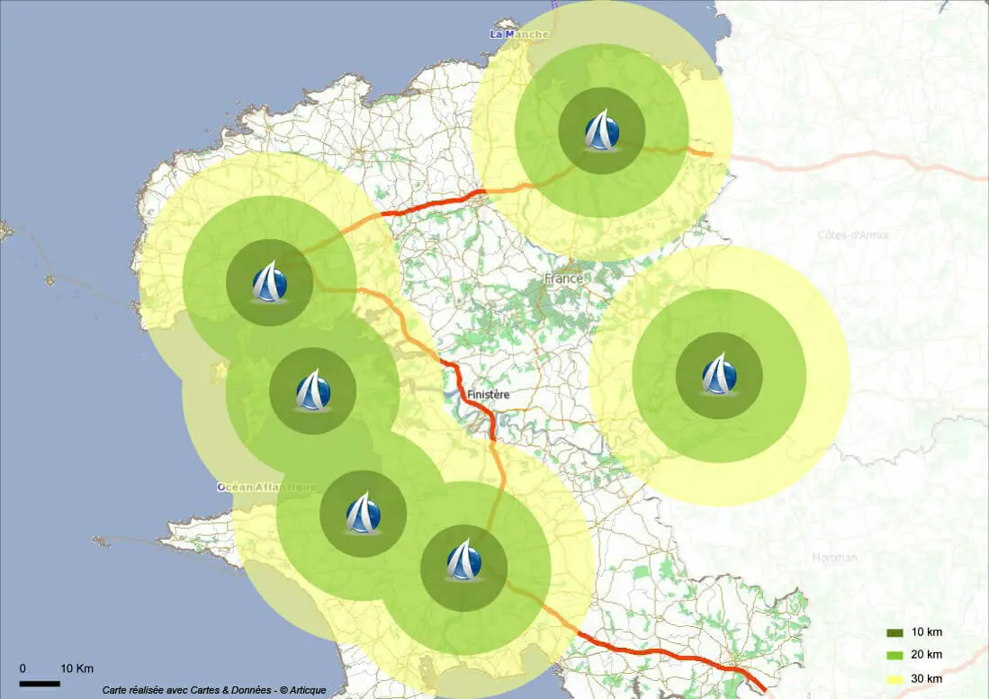 Module de Distance à vol d'oiseau dans Cartes & Données