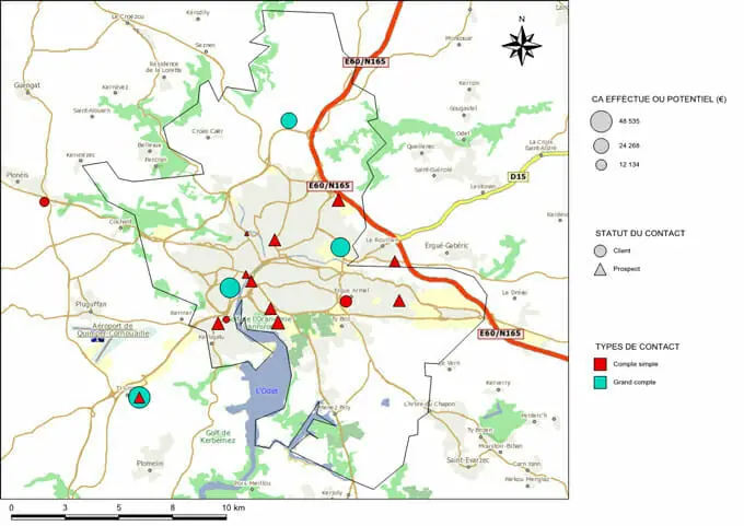 Image du module Échelle/Nord dans Cartes & Données