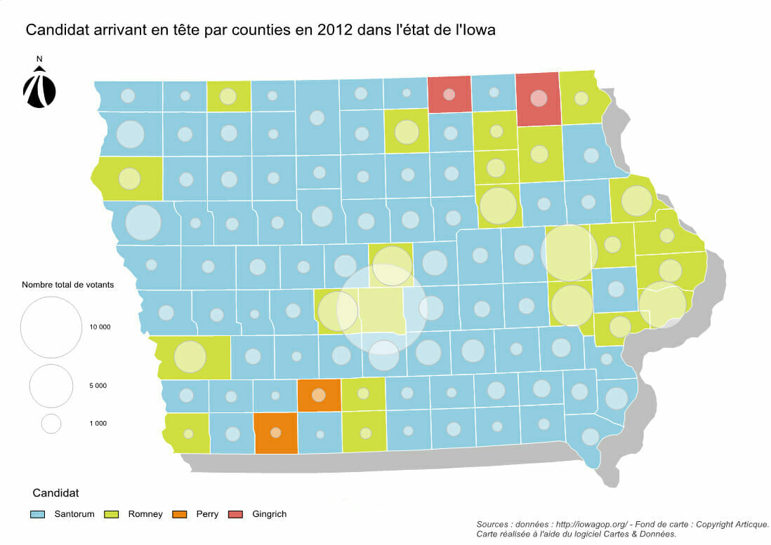 Classement des candidats républicains en 2012 dans l'Iowa