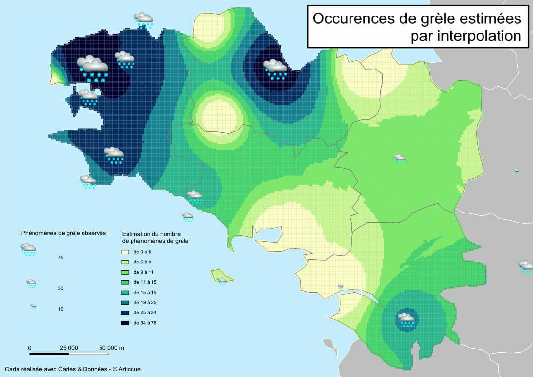 Illustration du module Interpolation dans Cartes & Données