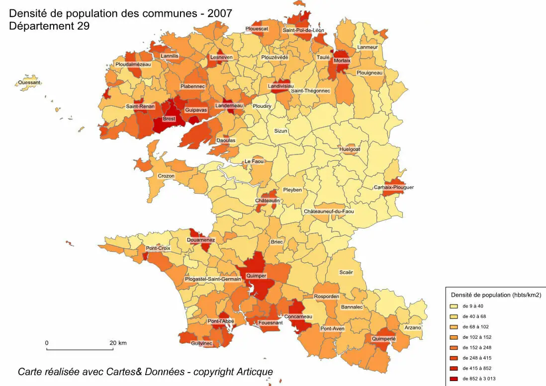 Cartogtraphie de la densité de population avec le module Surface