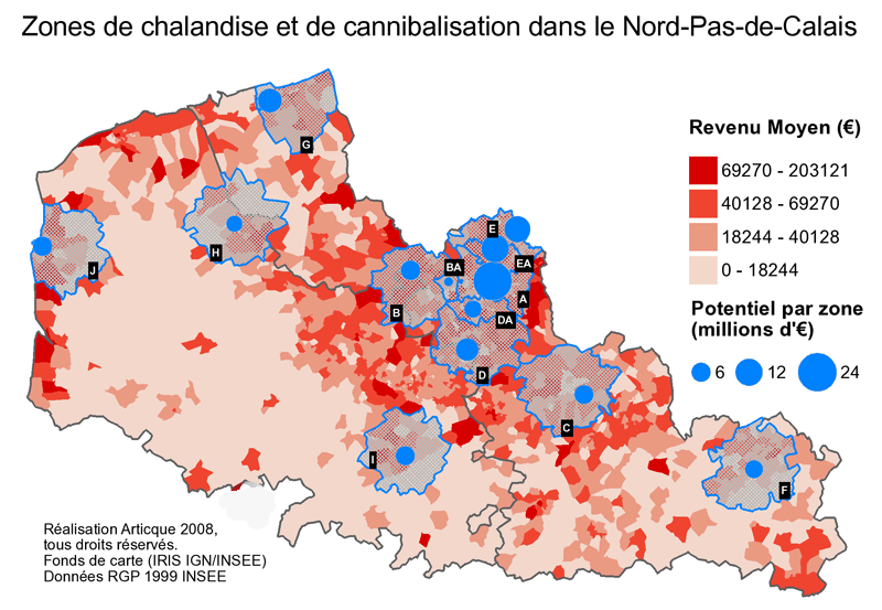 Geomarketing des zones de chalandise et de cannibalisation