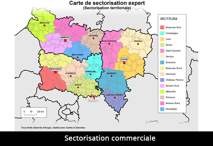 Cartographie de sectorisation commerciale