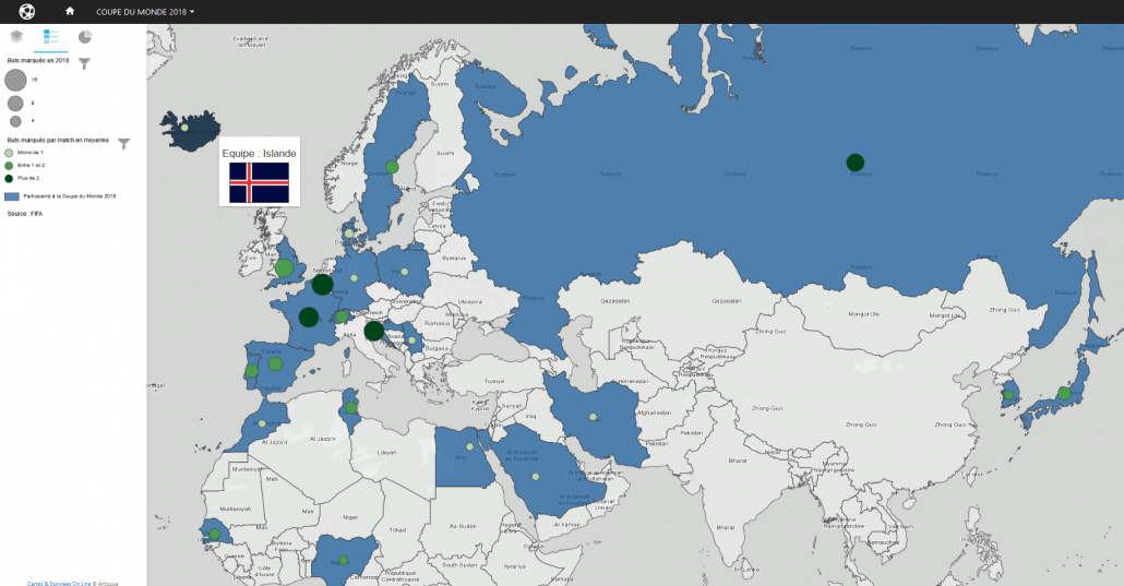 carte des buts marques par les pays participants