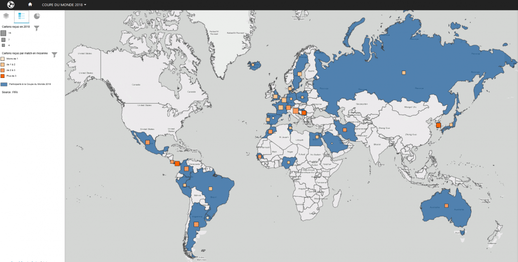 Carte des cartons decernes a la coupe du monde 2018