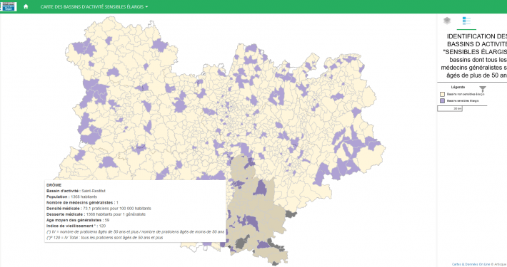 Carte des bassins d'activité sensible élargis