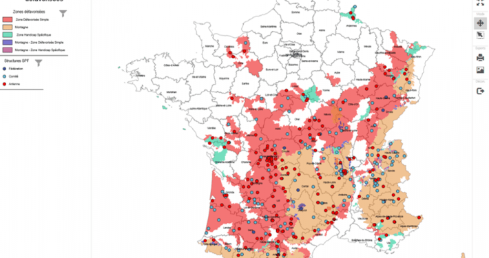 Activités associatives : présence de structures SPF en zones défavorisées